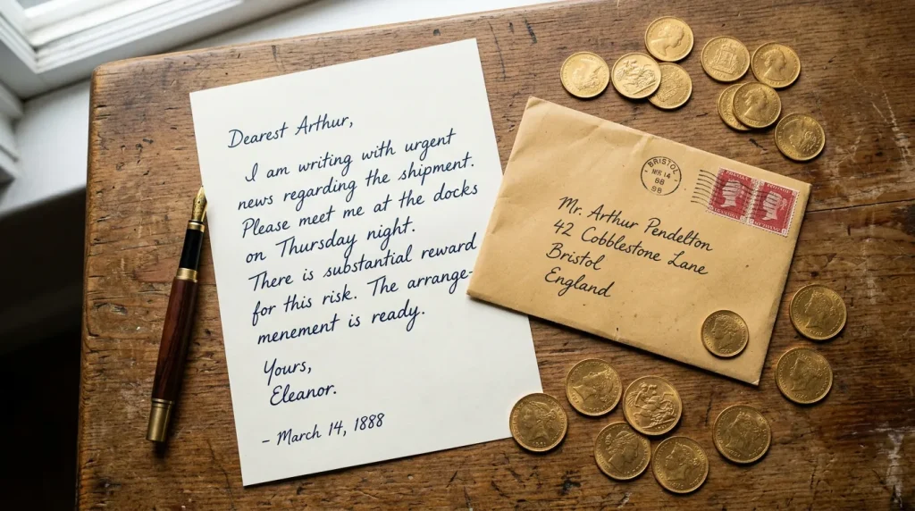 Handwritten letter and envelope for AMOE sweeps coins request